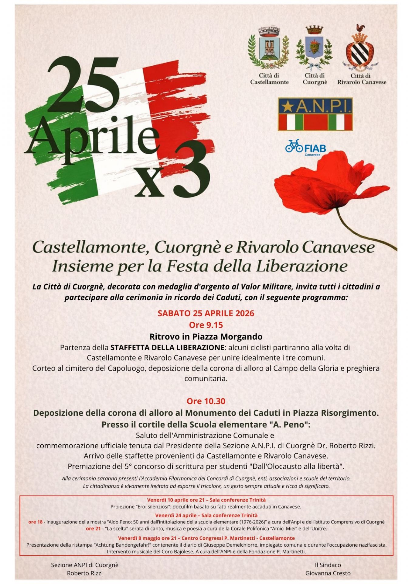 Commemorazione del 25 Aprile a Cuorgnè