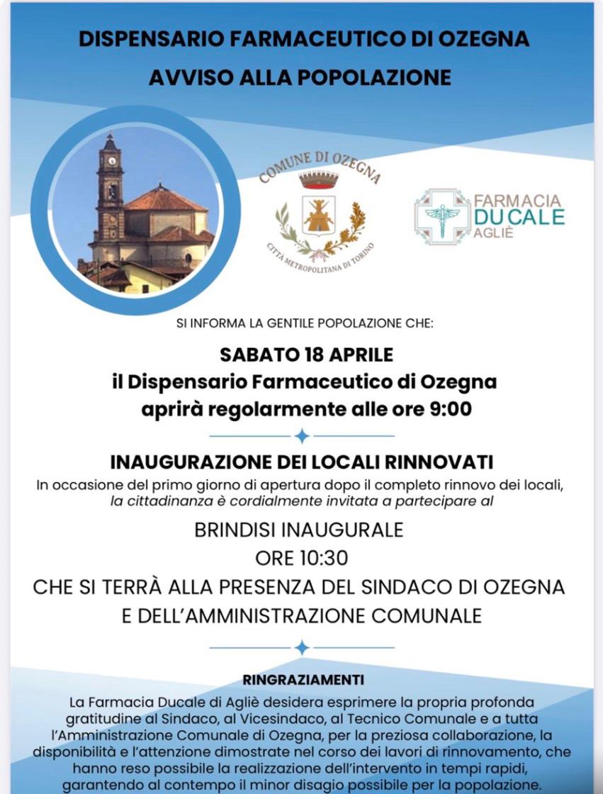 Inaugurazione del Dispensario Farmaceutico di Ozegna