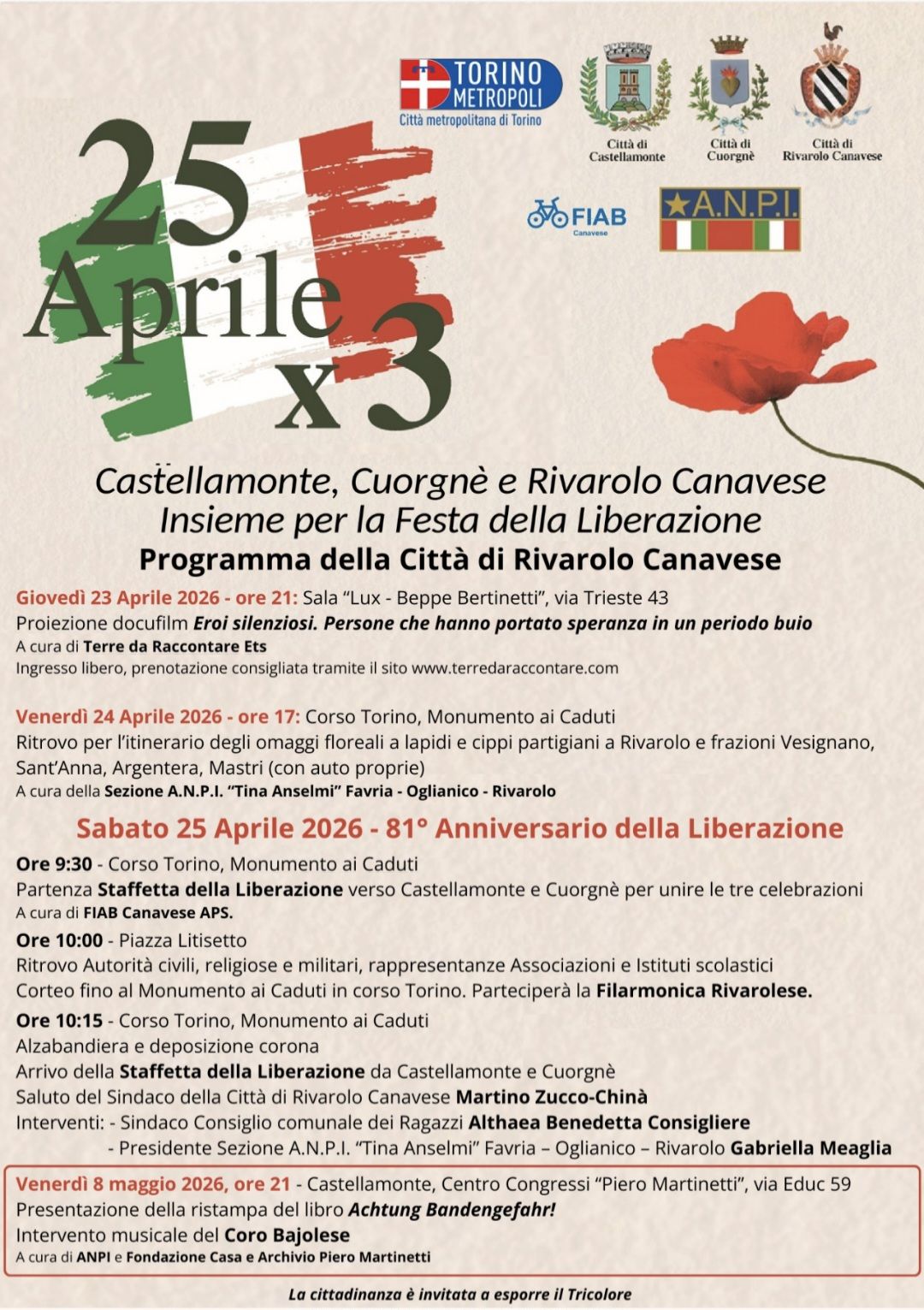 81° Anniversario della Liberazione a Rivarolo Canavese