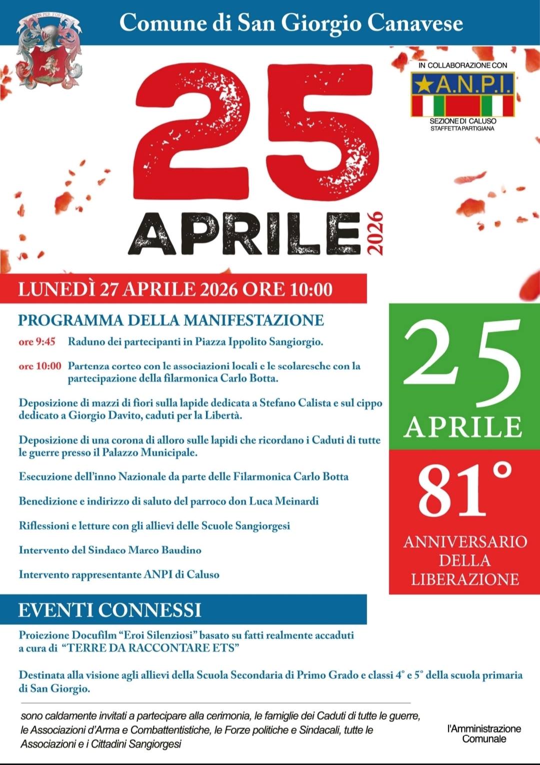 Celebrazione del 25 Aprile a San Giorgio Canavese