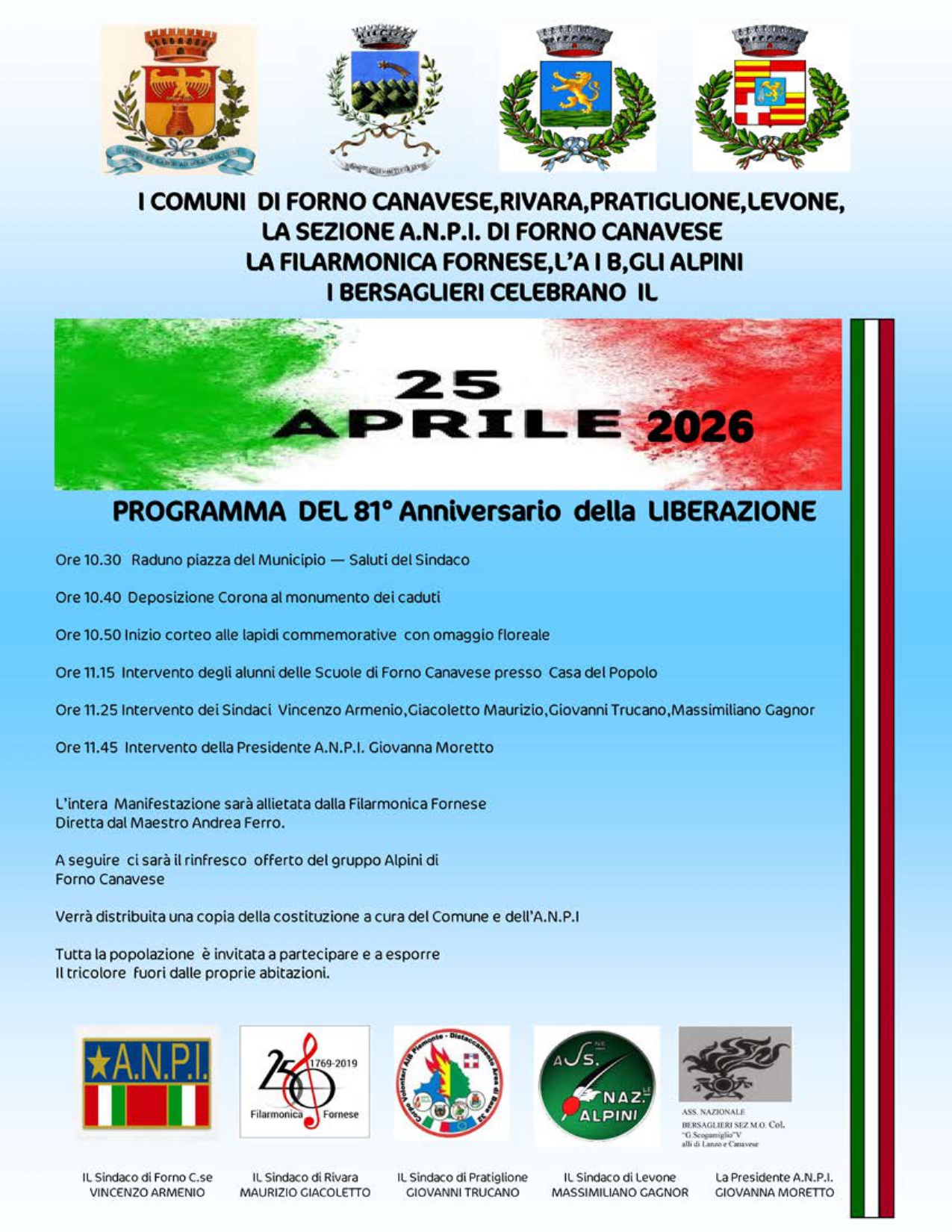 81° Anniversario della Liberazione a Forno Canavese