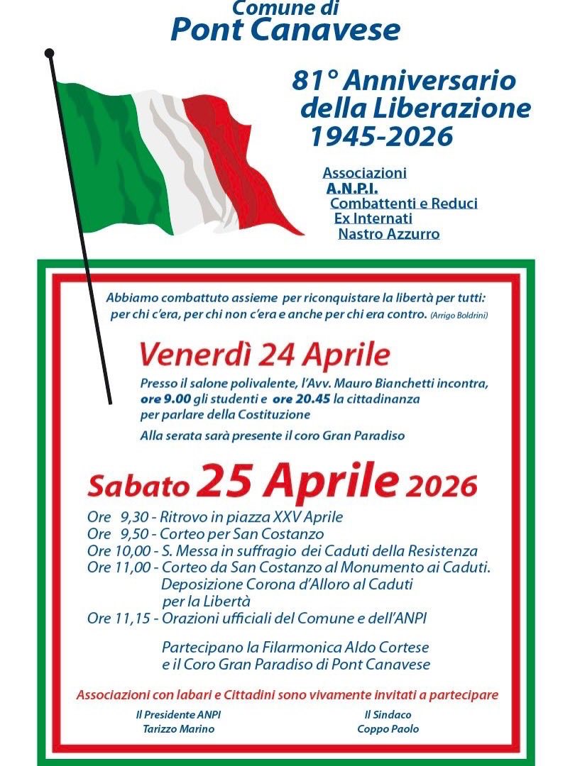 81° Anniversario della Liberazione a Pont Canavese