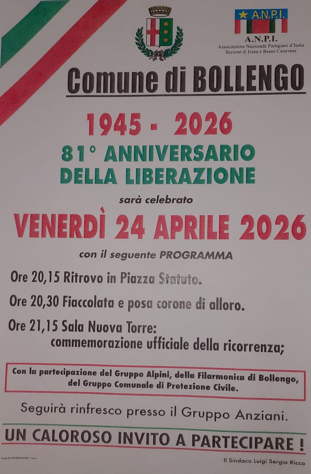 81° Anniversario della Liberazione a Bollengo