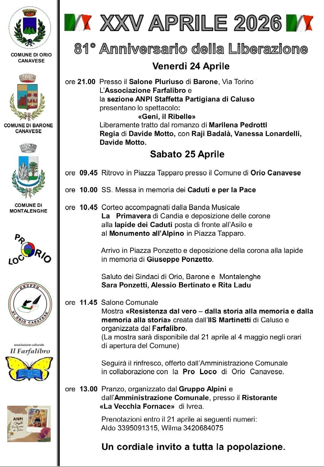 81° Anniversario della Liberazione a Barone Canavese