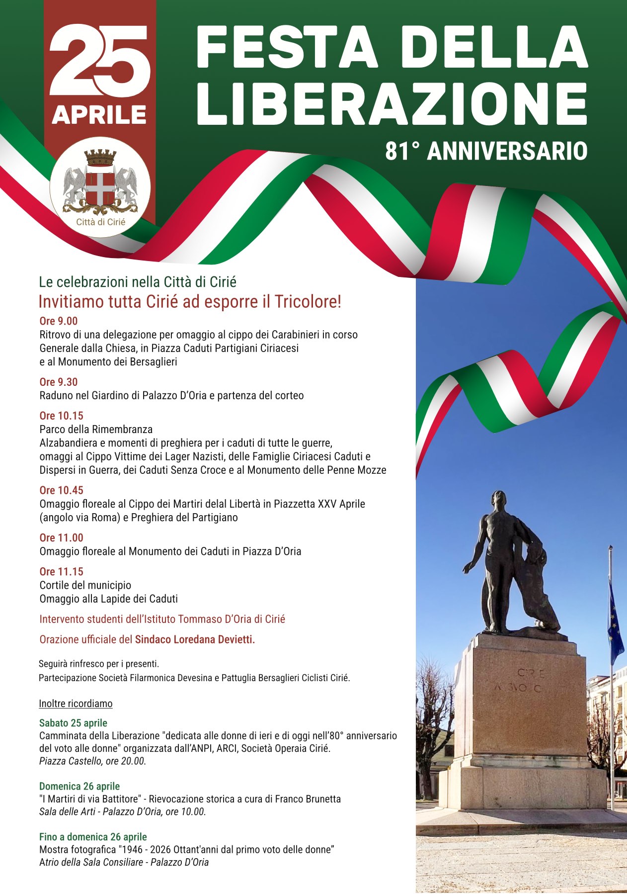 Festa della Liberazione - 81° Anniversario a Cirié