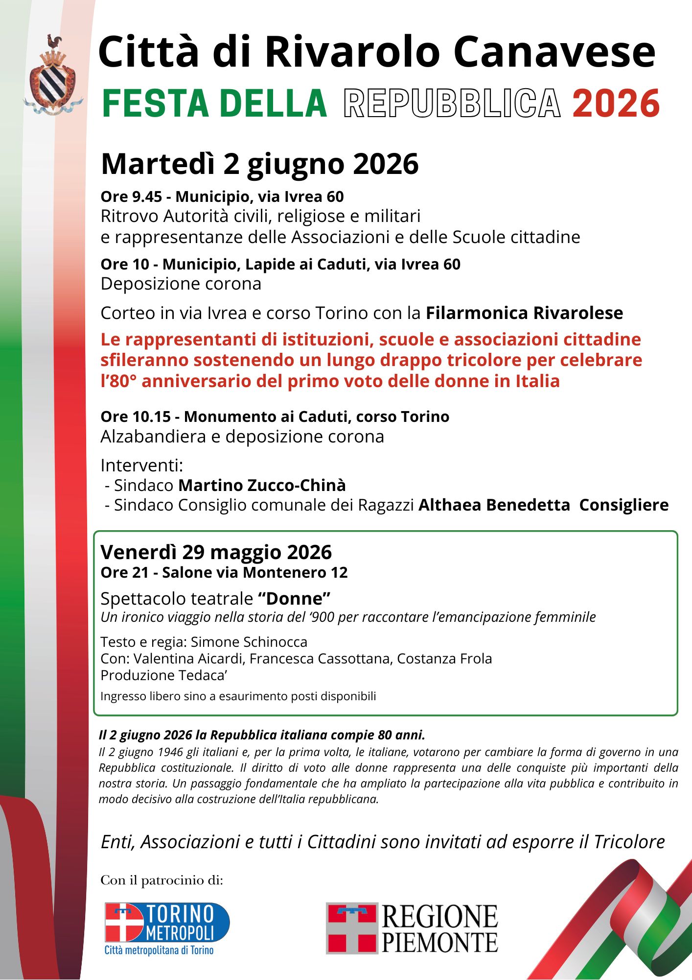 Festa della Repubblica 2026 a Rivarolo Canavese