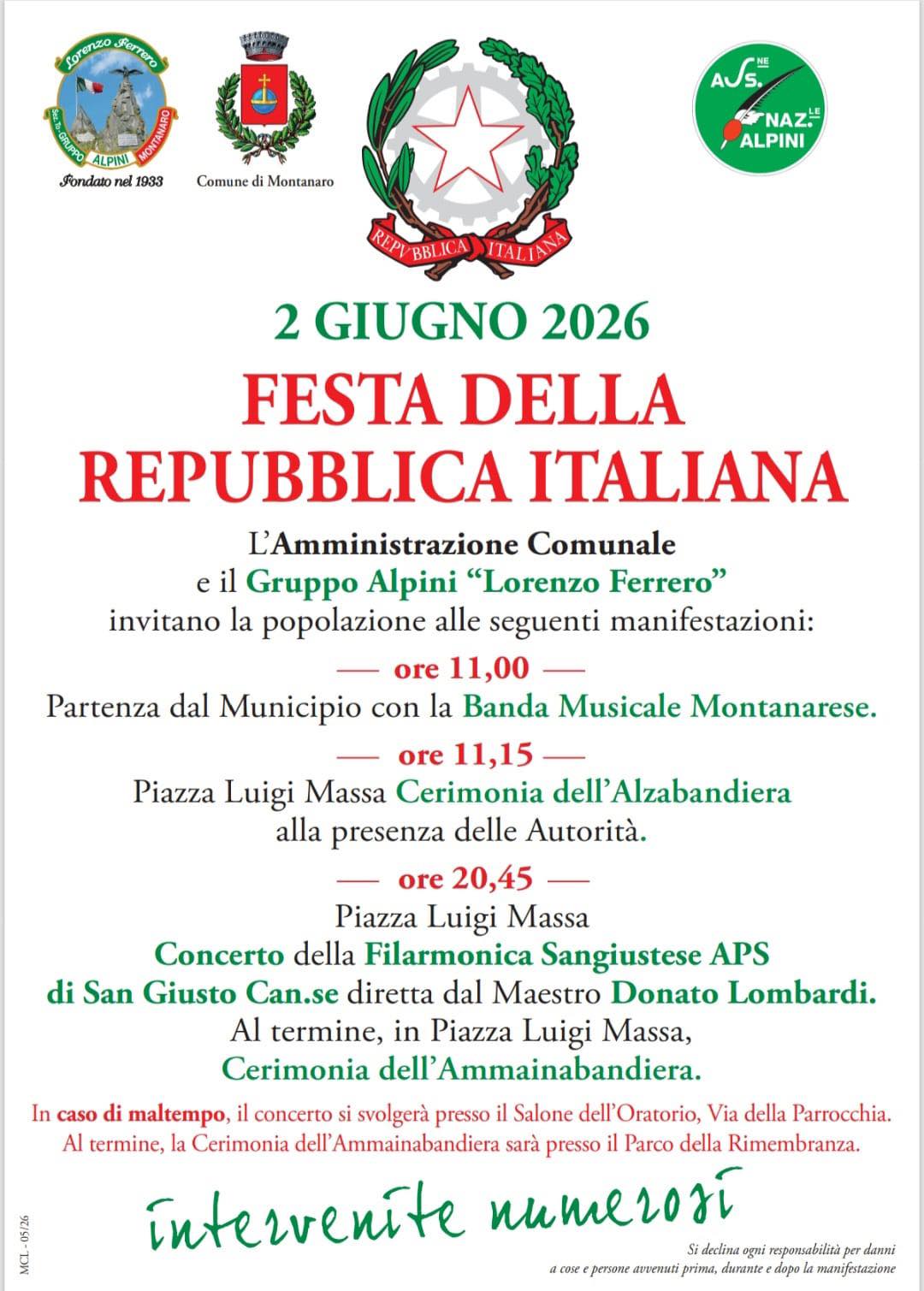 Festa della Repubblica Italiana a Montanaro