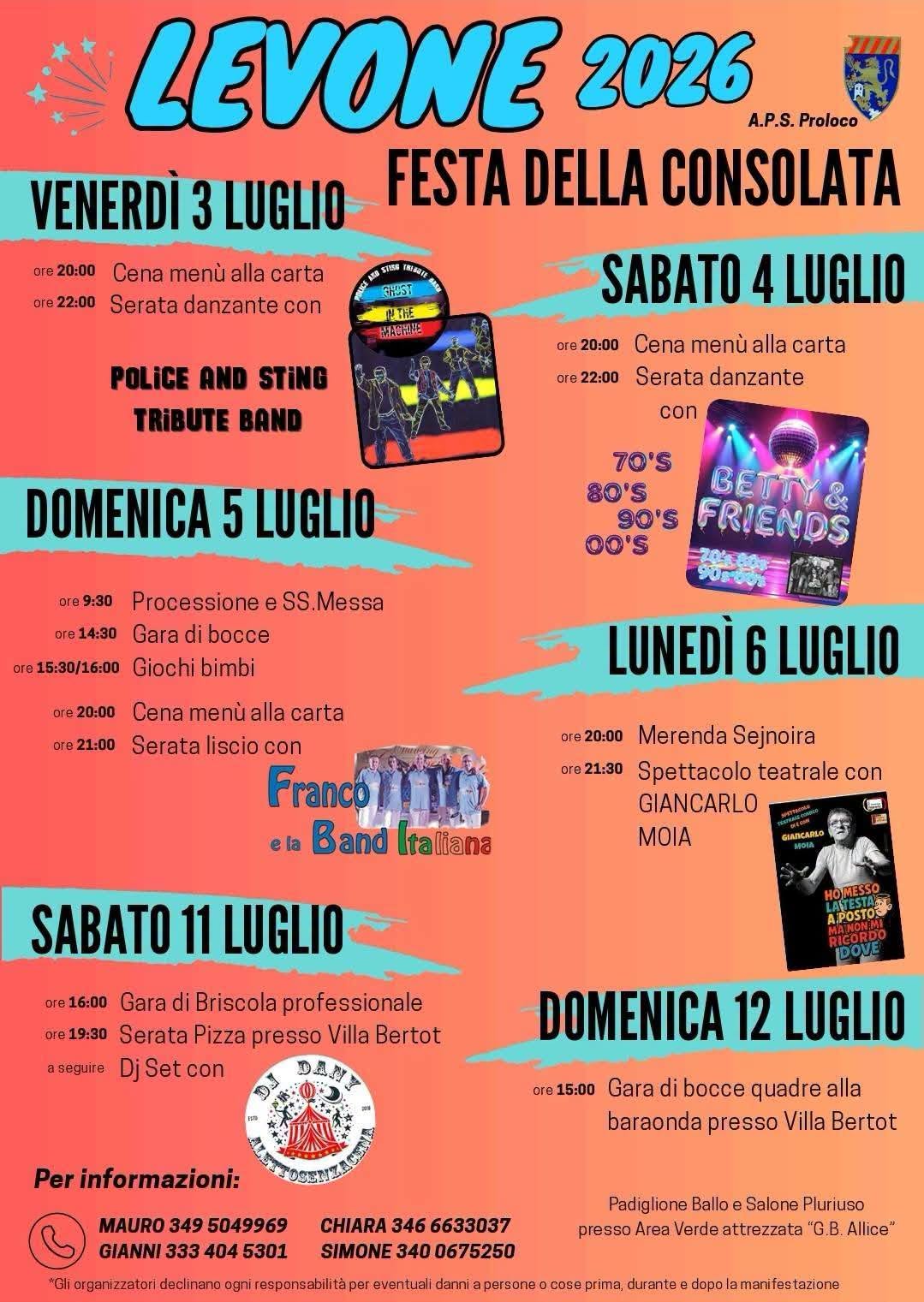 Festa della Consolata 2026 a Levone