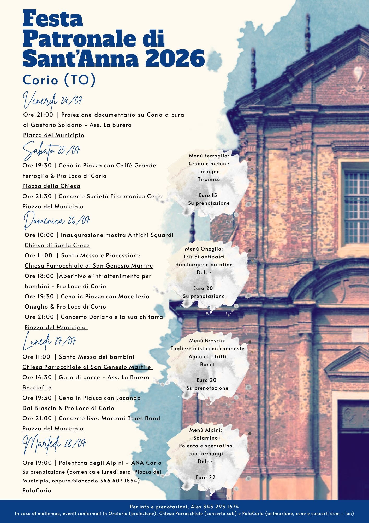 Festa Patronale di Sant'Anna 2026 a Corio