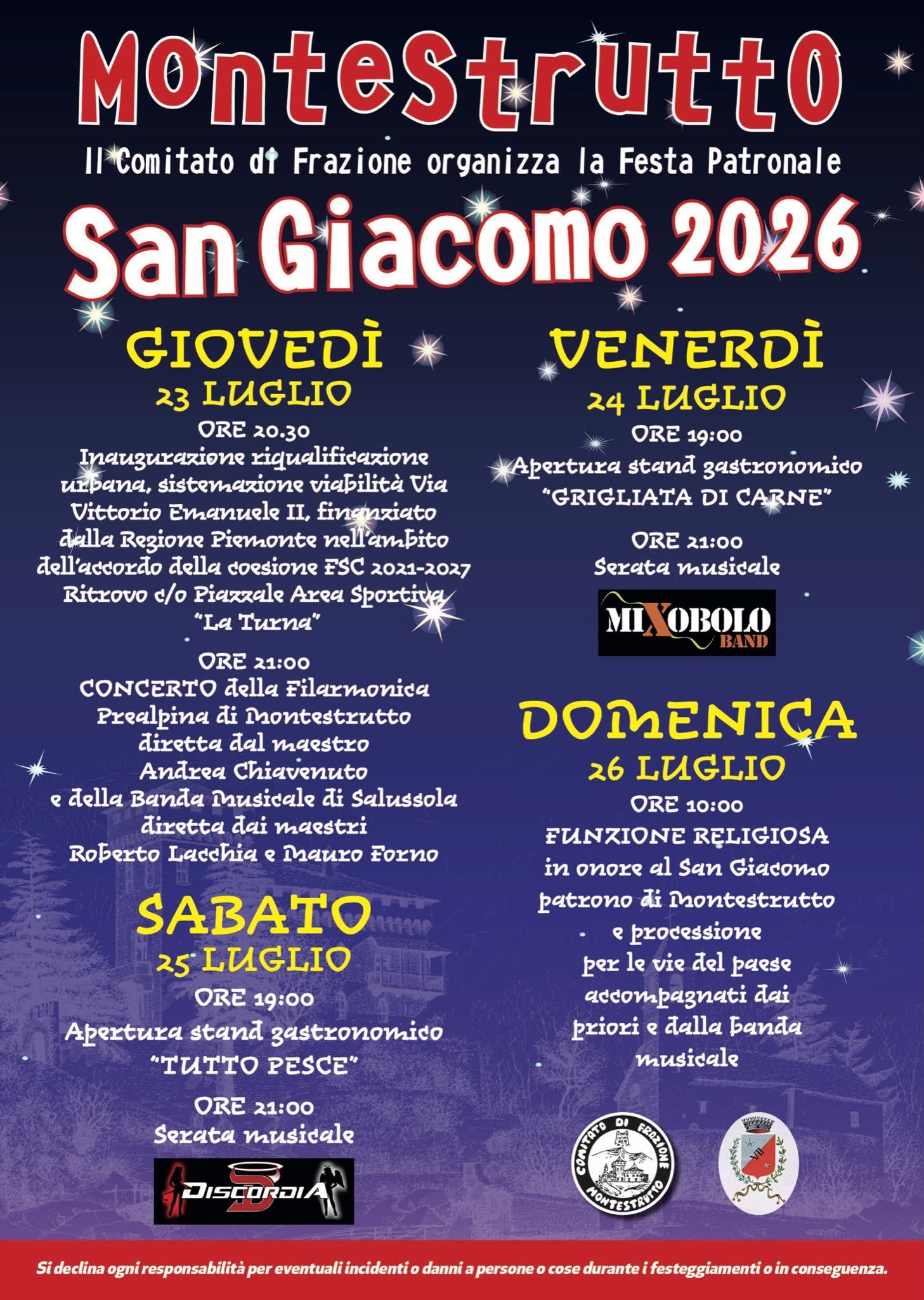 Festa Patronale di San Giacomo 2026 a Montestrutto