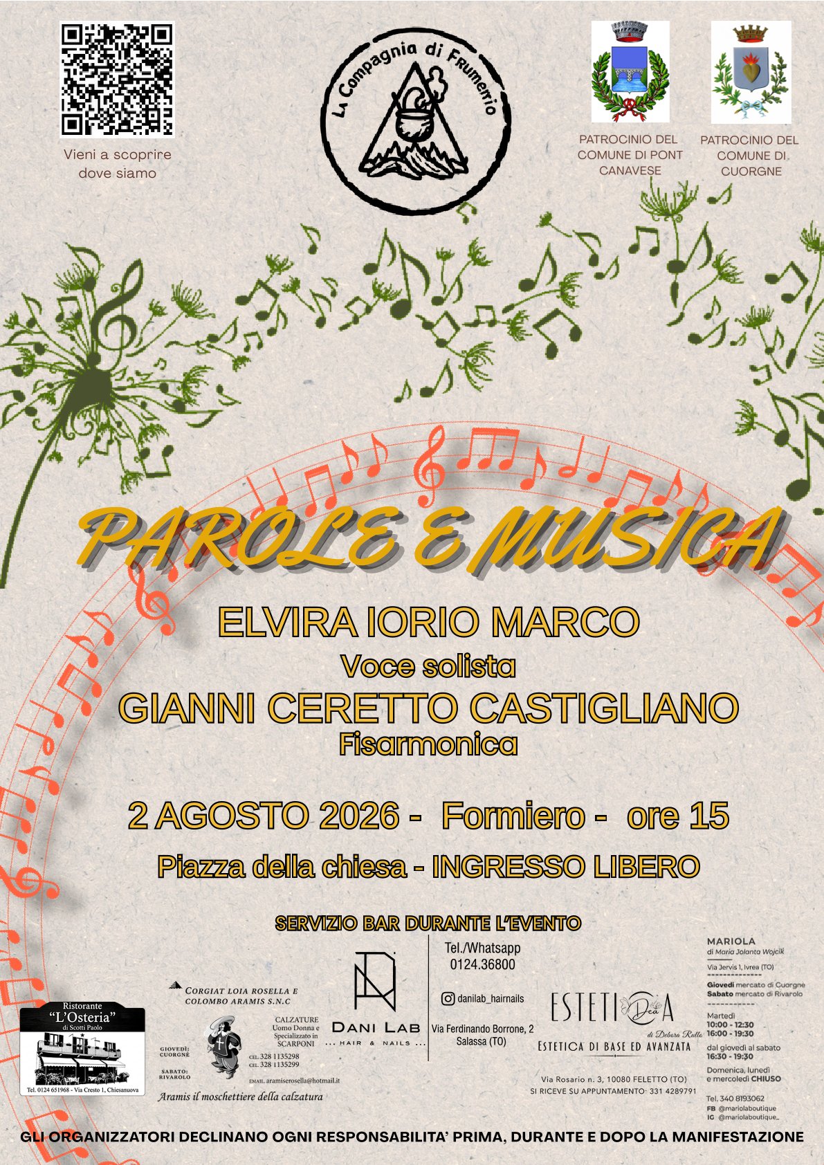 Parole e Musica con Elvira Iorio Marco e Gianni Ceretto Castigliano