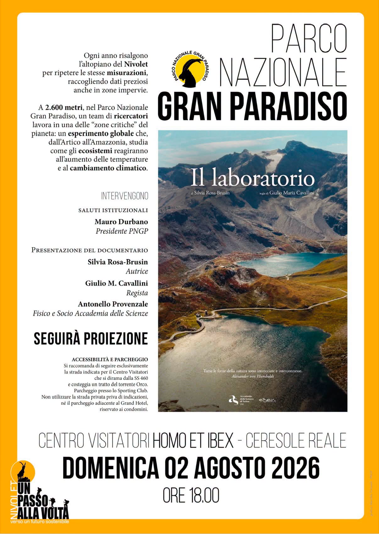Proiezione del documentario 'Il Laboratorio' al Parco Nazionale Gran Paradiso