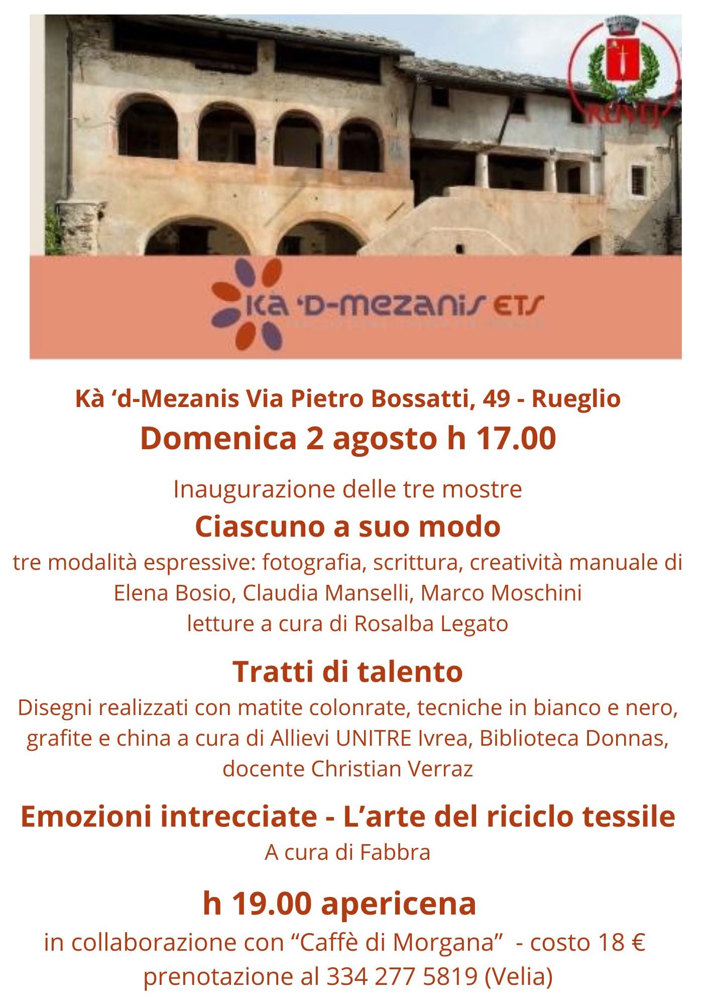 Inaugurazione Mostre e Proiezione Cinemambiente a Kà 'd-Mezanis