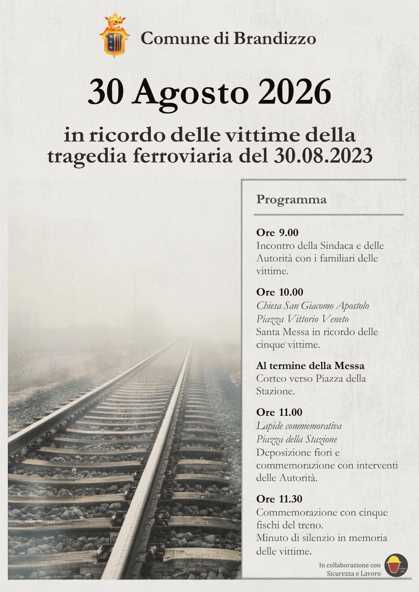 Commemorazione delle vittime della tragedia ferroviaria del 30 agosto 2023