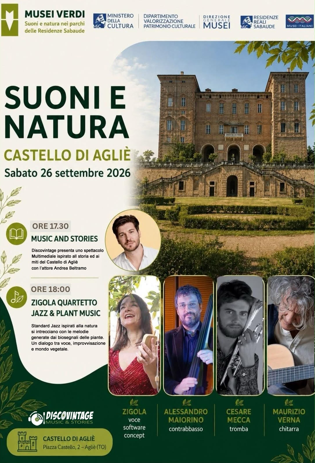 MUSEI VERDI al Castello di Agliè: quando la natura incontra il jazz nella cornice di “Elisa di Rivombrosa”