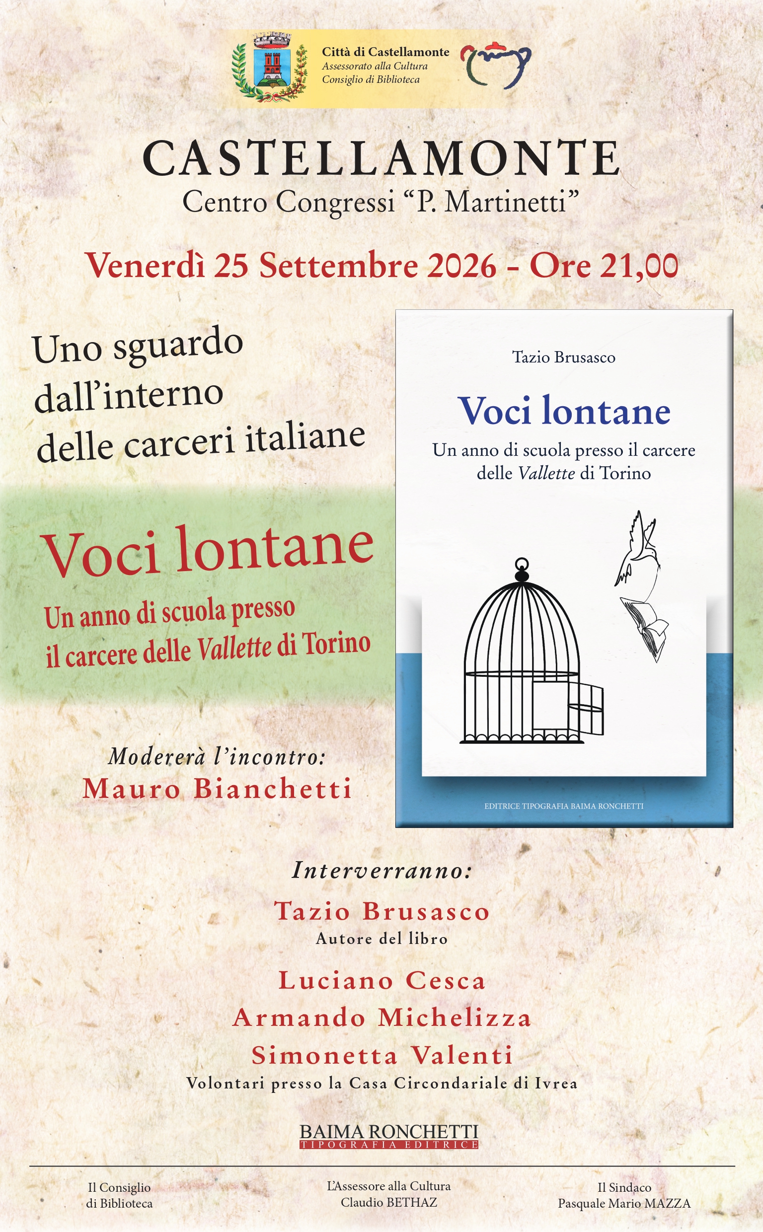 Presentazione del libro 'Voci lontane' di Tazio Brusasco